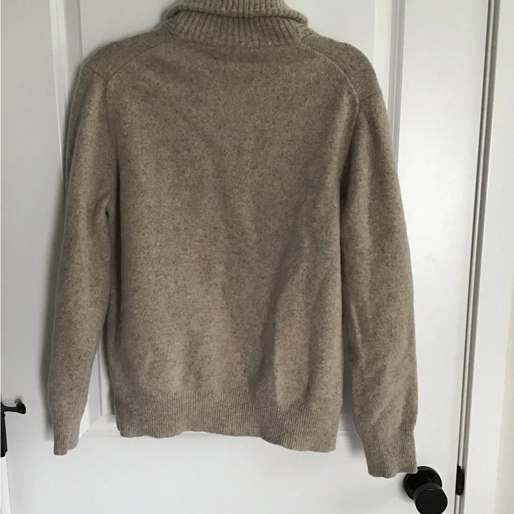 J. Crew 100% Lambswool Sweater Sz M Shawl Collar Light Brown Dad Academia Preppy